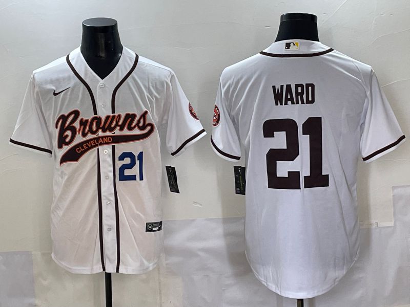 Men 2025 Cleveland Browns #21 Ward White Joint Name Nike Limited NFL Jersey style 3->cleveland browns->NFL Jersey